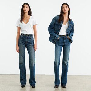 NWT Nili Lotan Joan Denim Jeans In Simon Wash High Rise Slim Fit Straight Leg